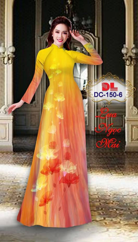 Vải Áo Dài Hoa In 3D Kiểu Mới AD DC150 29 Vải Áo Dài Hoa In 3D Kiểu Mới AD DC150