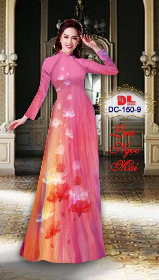 Vải Áo Dài Hoa In 3D Kiểu Mới AD DC150 27 Vải Áo Dài Hoa In 3D Kiểu Mới AD DC150