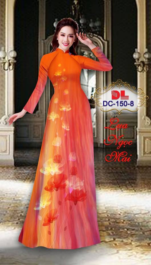 Vải Áo Dài Hoa In 3D Kiểu Mới AD DC150 28 Vải Áo Dài Hoa In 3D Kiểu Mới AD DC150