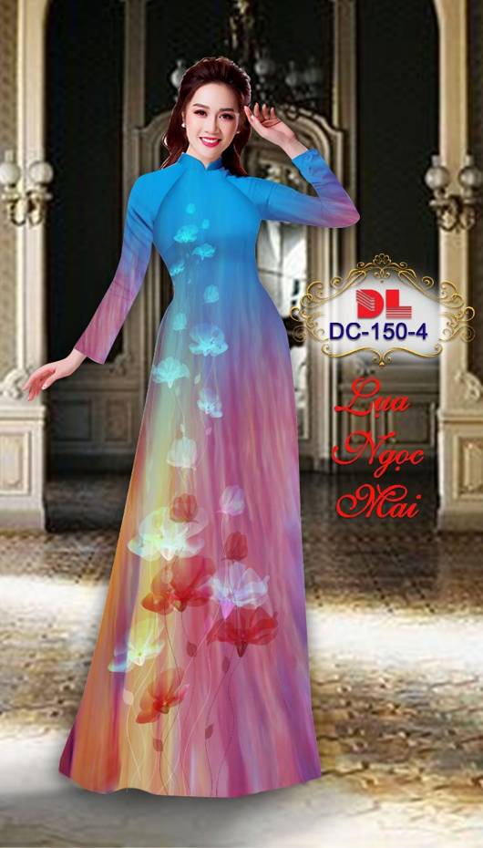 Vải Áo Dài Hoa In 3D Kiểu Mới AD DC150 30 Vải Áo Dài Hoa In 3D Kiểu Mới AD DC150