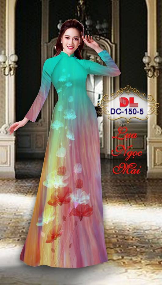 Vải Áo Dài Hoa In 3D Kiểu Mới AD DC150 31 Vải Áo Dài Hoa In 3D Kiểu Mới AD DC150