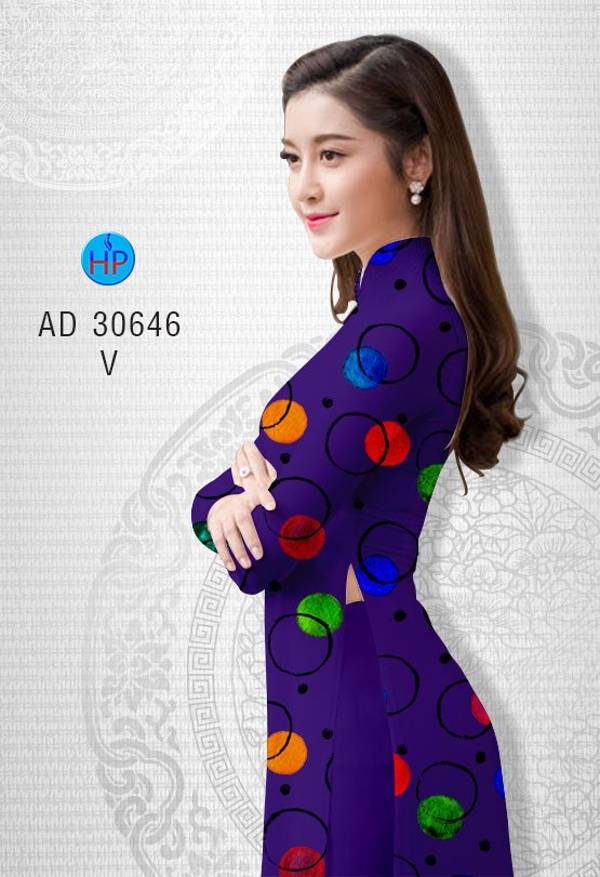 Vải Áo Dài Hoa Văn Tròn Mới Ra AD 30646 40 Vải Áo Dài Hoa Văn Tròn Mới Ra AD 30646