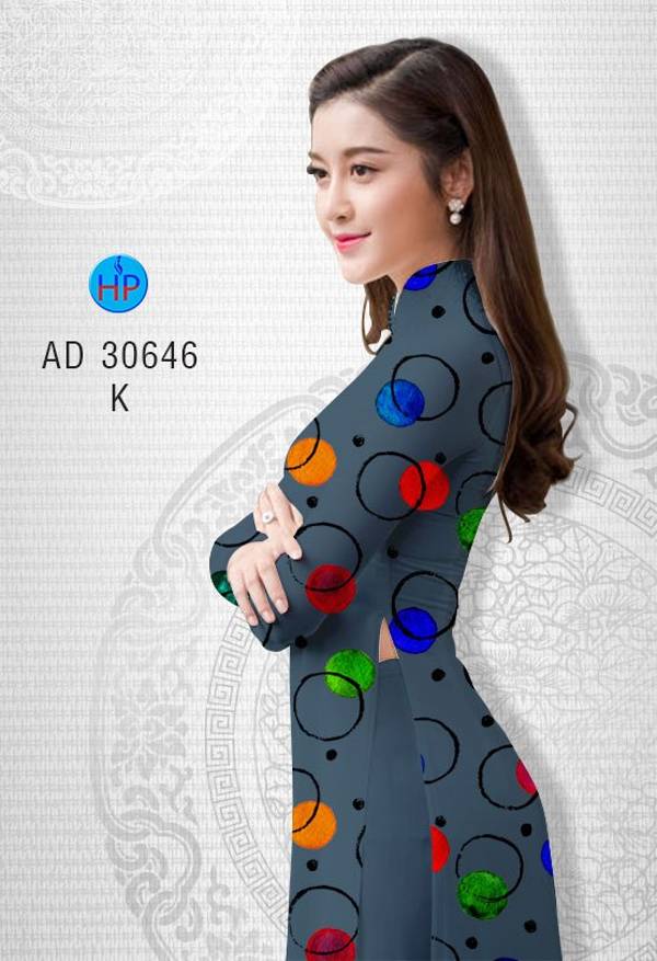 Vải Áo Dài Hoa Văn Tròn Mới Ra AD 30646 50 Vải Áo Dài Hoa Văn Tròn Mới Ra AD 30646