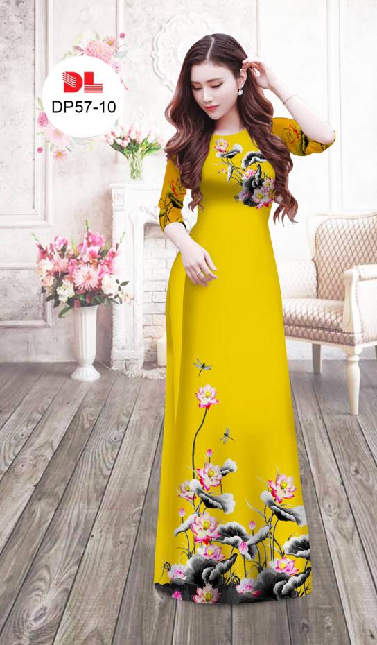 Vải Áo Dài Hoa Sen Độc Đáo AD DP57 25 Vải Áo Dài Hoa Sen Độc Đáo AD DP57