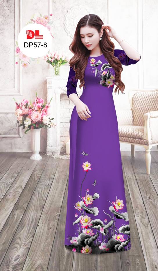 Vải Áo Dài Hoa Sen Độc Đáo AD DP57 23 Vải Áo Dài Hoa Sen Độc Đáo AD DP57