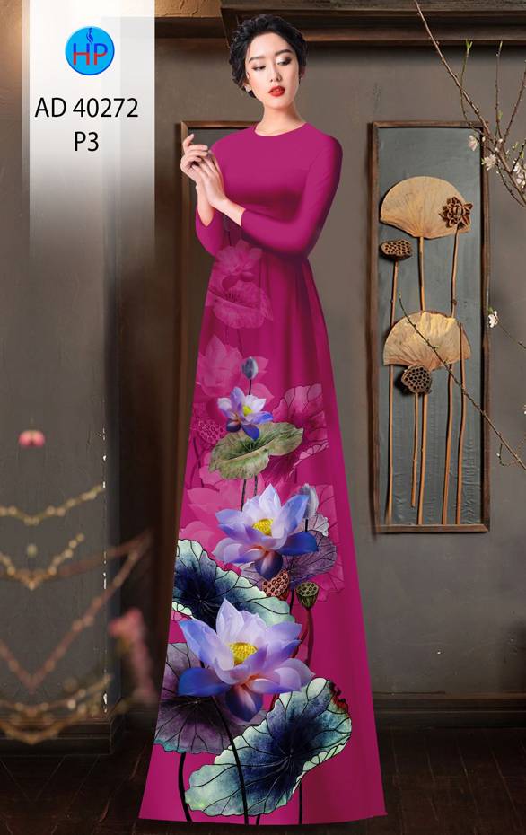Vải Áo Dài Hoa Sen Độc Đáo AD 40272