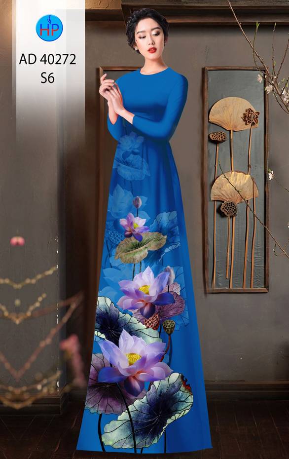 Vải Áo Dài Hoa Sen Độc Đáo AD 40272