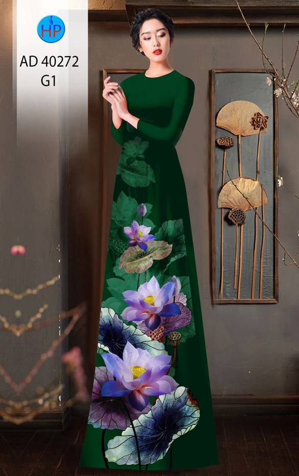 Vải Áo Dài Hoa Sen Độc Đáo AD 40272