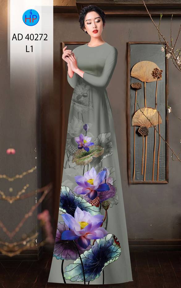 Vải Áo Dài Hoa Sen Độc Đáo AD 40272