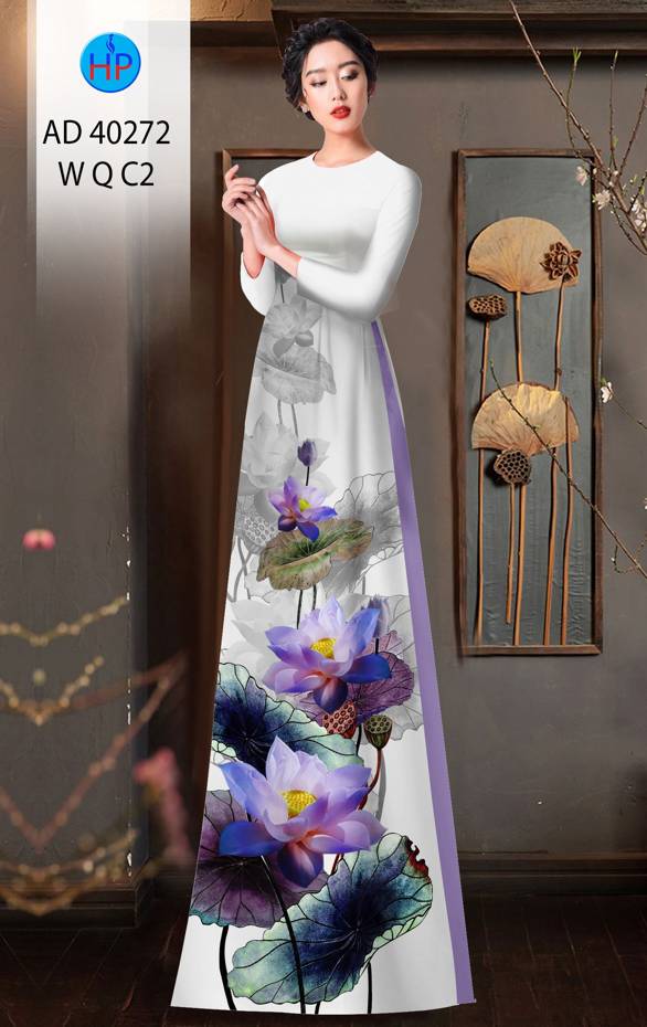 Vải Áo Dài Hoa Sen Độc Đáo AD 40272