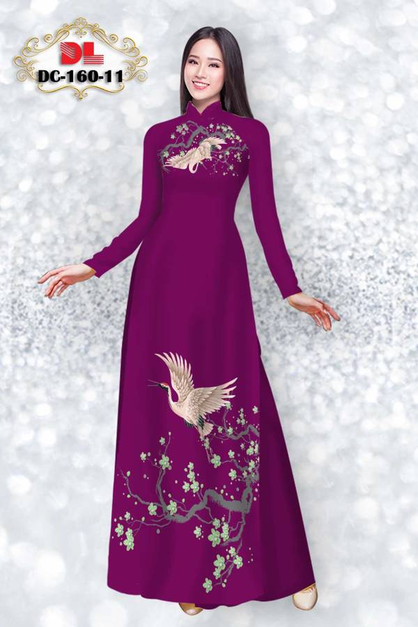 Vải Áo Dài Chim Hạc Độc Đáo AD DC160 33 Vải Áo Dài Chim Hạc Độc Đáo AD DC160