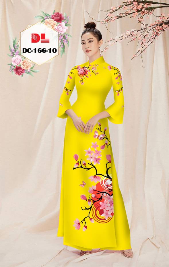 Vải Áo Dài Hoa Đào Độc Đáo AD DC166 33 Vải Áo Dài Hoa Đào Độc Đáo AD DC166