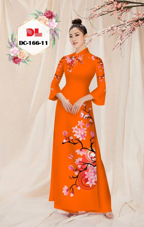 Vải Áo Dài Hoa Đào Độc Đáo AD DC166 34 Vải Áo Dài Hoa Đào Độc Đáo AD DC166