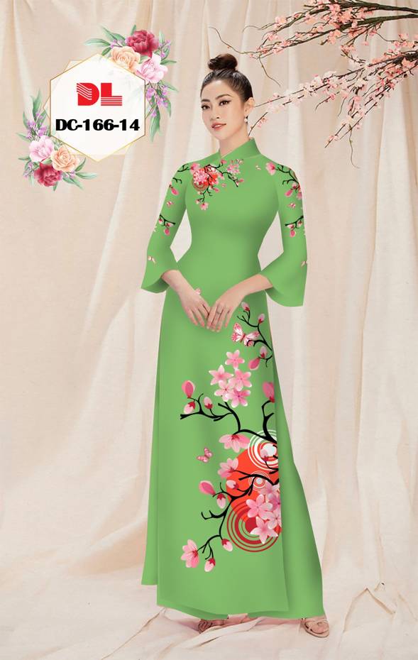 Vải Áo Dài Hoa Đào Độc Đáo AD DC166 36 Vải Áo Dài Hoa Đào Độc Đáo AD DC166