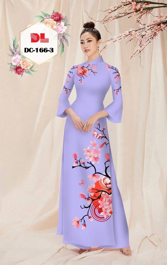 Vải Áo Dài Hoa Đào Độc Đáo AD DC166 40 Vải Áo Dài Hoa Đào Độc Đáo AD DC166