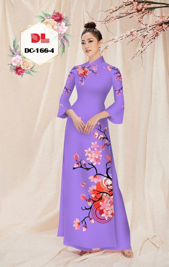 Vải Áo Dài Hoa Đào Độc Đáo AD DC166 41 Vải Áo Dài Hoa Đào Độc Đáo AD DC166