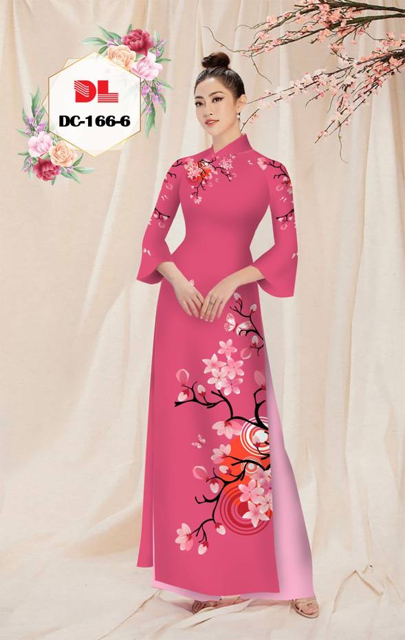 Vải Áo Dài Hoa Đào Độc Đáo AD DC166 43 Vải Áo Dài Hoa Đào Độc Đáo AD DC166