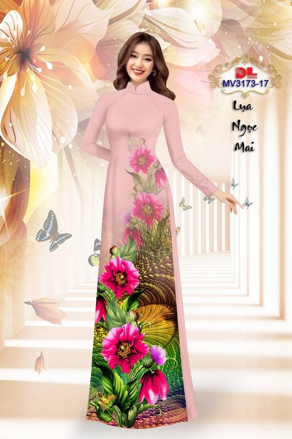Vải Áo Dài Hoa In 3D Vừa Ra AD MV3173 50 Vải Áo Dài Hoa In 3D Vừa Ra  AD MV3173