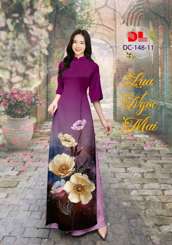 Vải Áo Dài Hoa In 3D Vừa Ra AD DC148 25 Vải Áo Dài Hoa In 3D Vừa Ra  AD DC148