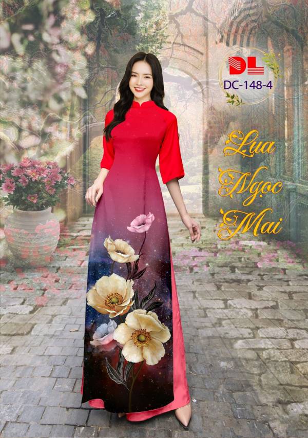 Vải Áo Dài Hoa In 3D Vừa Ra AD DC148 30 Vải Áo Dài Hoa In 3D Vừa Ra  AD DC148