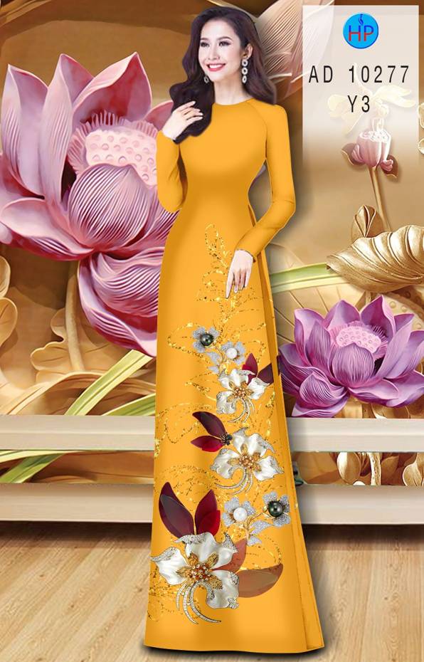 Vải Áo Dài Hoa In 3D Thiết Kế 2021 AD 10277 40 Vải Áo Dài Hoa In 3D Thiết Kế 2021 AD 10277