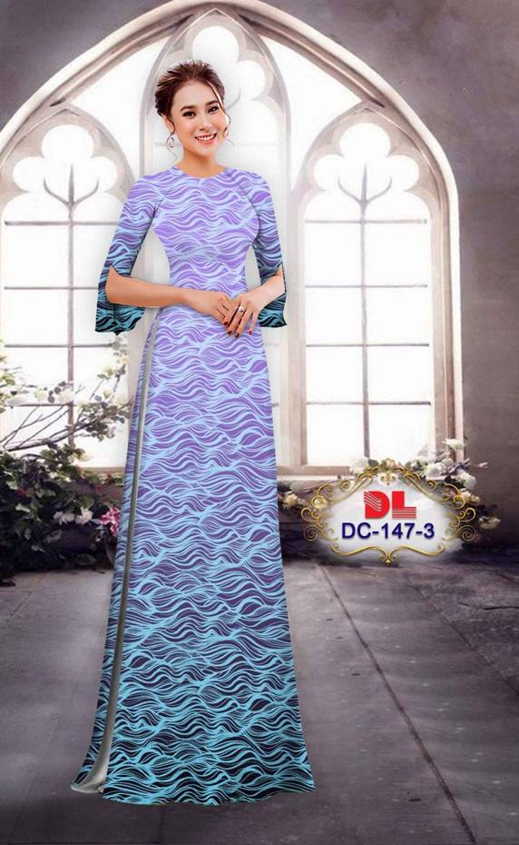 Vải Áo Dài Hoa In 3D Độc Đáo AD DC147 25 Vải Áo Dài Hoa In 3D Độc Đáo AD DC147