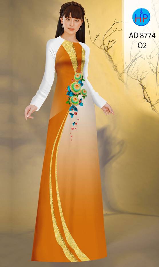 Vải Áo Dài Hoa In 3D Kiểu Mới AD 8774 37 Vải Áo Dài Hoa In 3D Kiểu Mới AD 8774