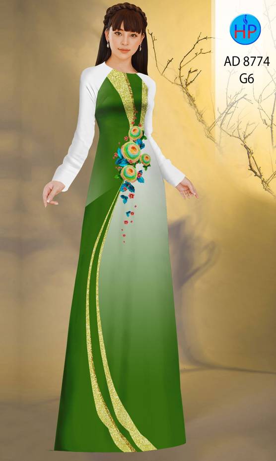 Vải Áo Dài Hoa In 3D Kiểu Mới AD 8774 41 Vải Áo Dài Hoa In 3D Kiểu Mới AD 8774