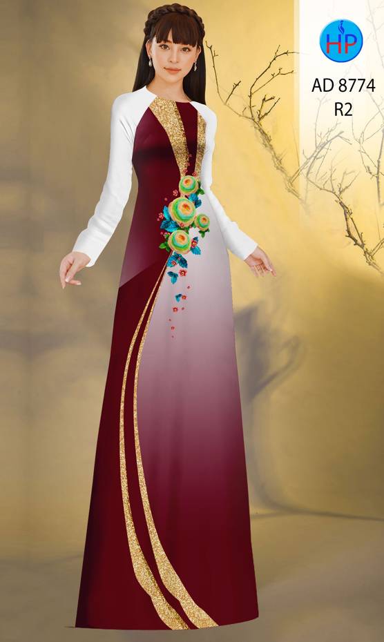 Vải Áo Dài Hoa In 3D Kiểu Mới AD 8774 40 Vải Áo Dài Hoa In 3D Kiểu Mới AD 8774