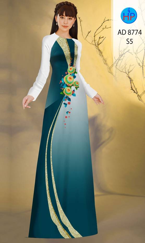 Vải Áo Dài Hoa In 3D Kiểu Mới AD 8774 43 Vải Áo Dài Hoa In 3D Kiểu Mới AD 8774