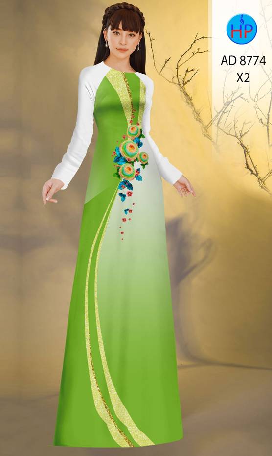 Vải Áo Dài Hoa In 3D Kiểu Mới AD 8774 46 Vải Áo Dài Hoa In 3D Kiểu Mới AD 8774