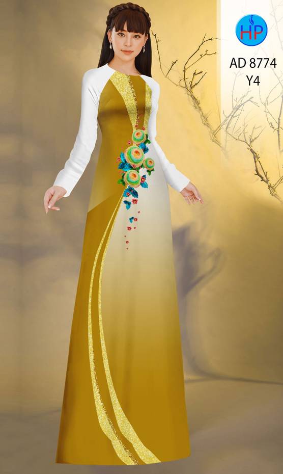 Vải Áo Dài Hoa In 3D Kiểu Mới AD 8774 50 Vải Áo Dài Hoa In 3D Kiểu Mới AD 8774