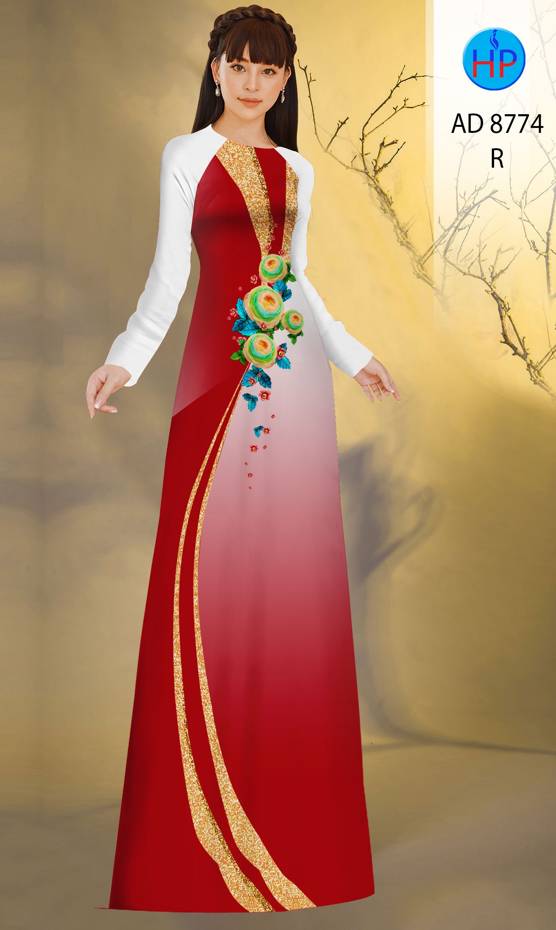 Vải Áo Dài Hoa In 3D Kiểu Mới AD 8774 51 Vải Áo Dài Hoa In 3D Kiểu Mới AD 8774