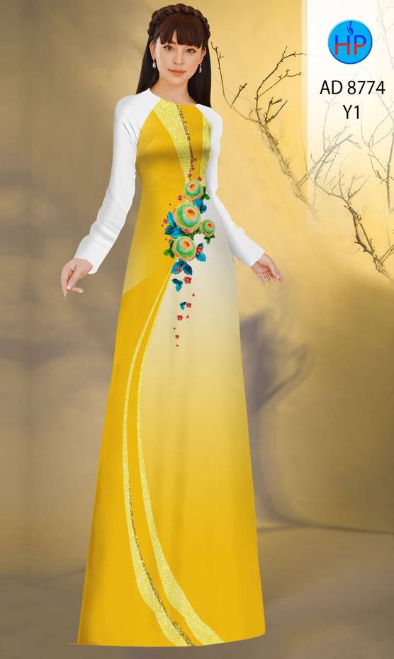 Vải Áo Dài Hoa In 3D Kiểu Mới AD 8774 52 Vải Áo Dài Hoa In 3D Kiểu Mới AD 8774