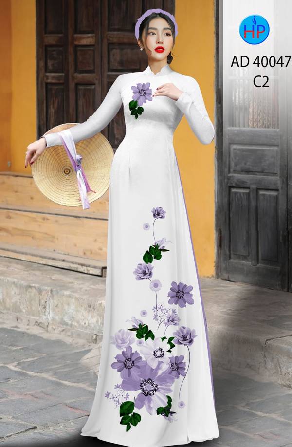 Vải Áo Dài Hoa In 3D Kiểu Mới AD 40047 54 Vải Áo Dài Hoa In 3D Kiểu Mới AD 40047