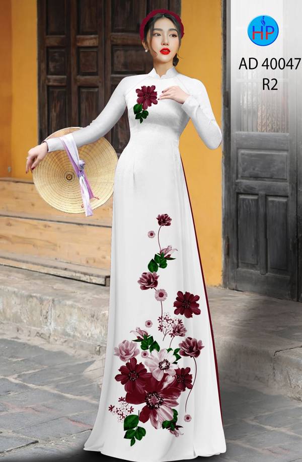 Vải Áo Dài Hoa In 3D Kiểu Mới AD 40047 55 Vải Áo Dài Hoa In 3D Kiểu Mới AD 40047