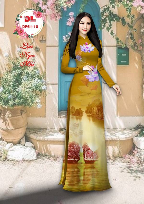 Vải Áo Dài Hoa Sen Và Phong Cảnh Mới Ra AD DP61
