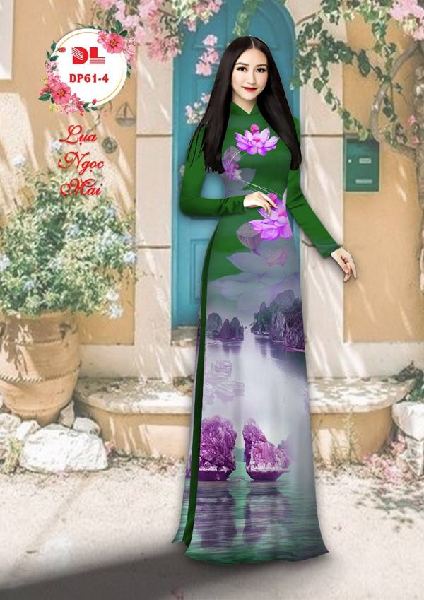 Vải Áo Dài Hoa Sen Và Phong Cảnh Mới Ra AD DP61
