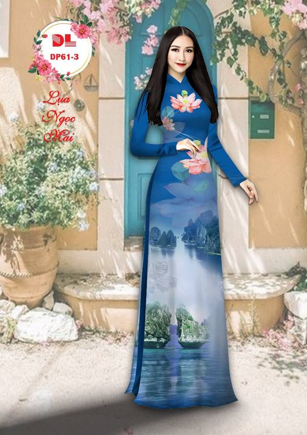 Vải Áo Dài Hoa Sen Và Phong Cảnh Mới Ra AD DP61