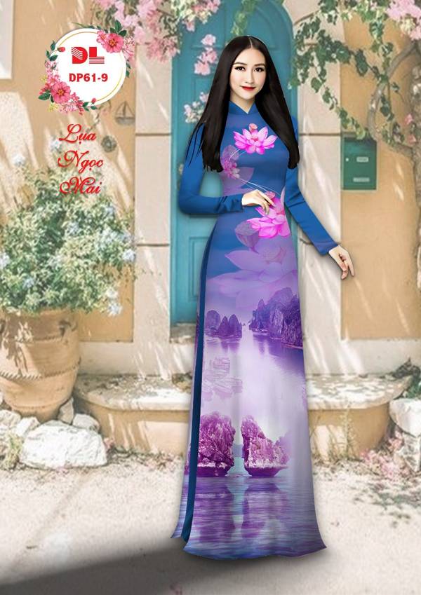 Vải Áo Dài Hoa Sen Và Phong Cảnh Mới Ra AD DP61