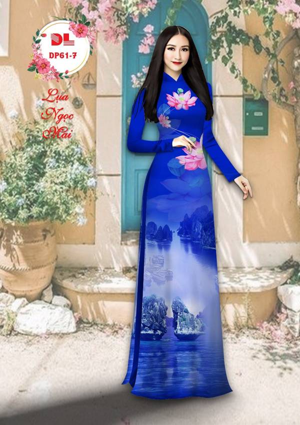 Vải Áo Dài Hoa Sen Và Phong Cảnh Mới Ra AD DP61