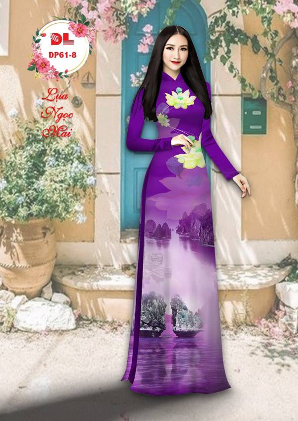 Vải Áo Dài Hoa Sen Và Phong Cảnh Mới Ra AD DP61