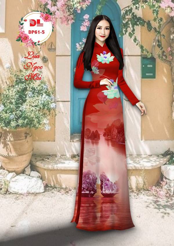 Vải Áo Dài Hoa Sen Và Phong Cảnh Mới Ra AD DP61