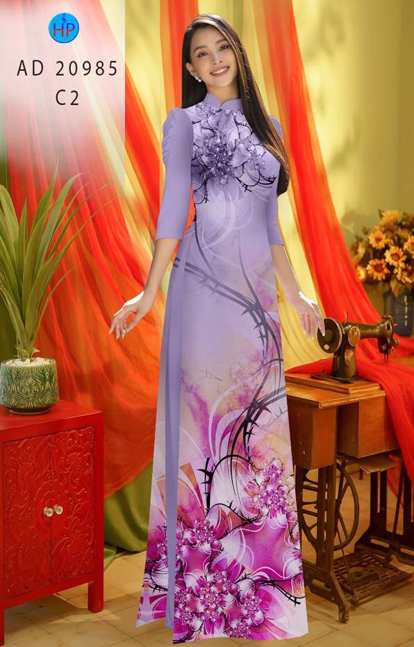 Vải Áo Dài Hoa In 3D Thiết Kế 2021 AD 20985 40 Vải Áo Dài Hoa In 3D Thiết Kế 2021 AD 20985