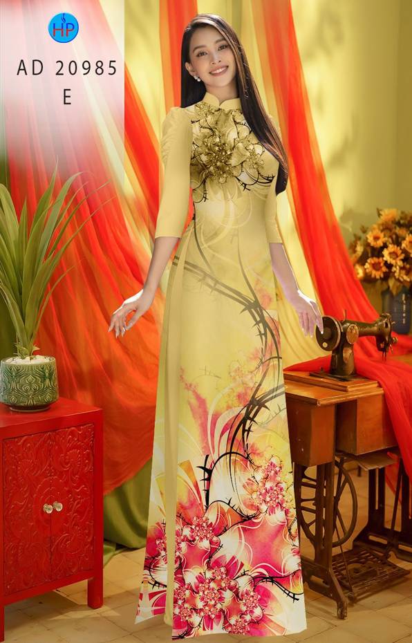 Vải Áo Dài Hoa In 3D Thiết Kế 2021 AD 20985 41 Vải Áo Dài Hoa In 3D Thiết Kế 2021 AD 20985