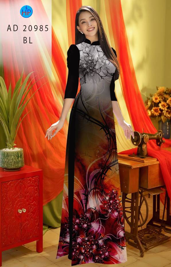Vải Áo Dài Hoa In 3D Thiết Kế 2021 AD 20985 50 Vải Áo Dài Hoa In 3D Thiết Kế 2021 AD 20985
