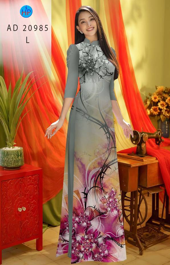 Vải Áo Dài Hoa In 3D Thiết Kế 2021 AD 20985 47 Vải Áo Dài Hoa In 3D Thiết Kế 2021 AD 20985
