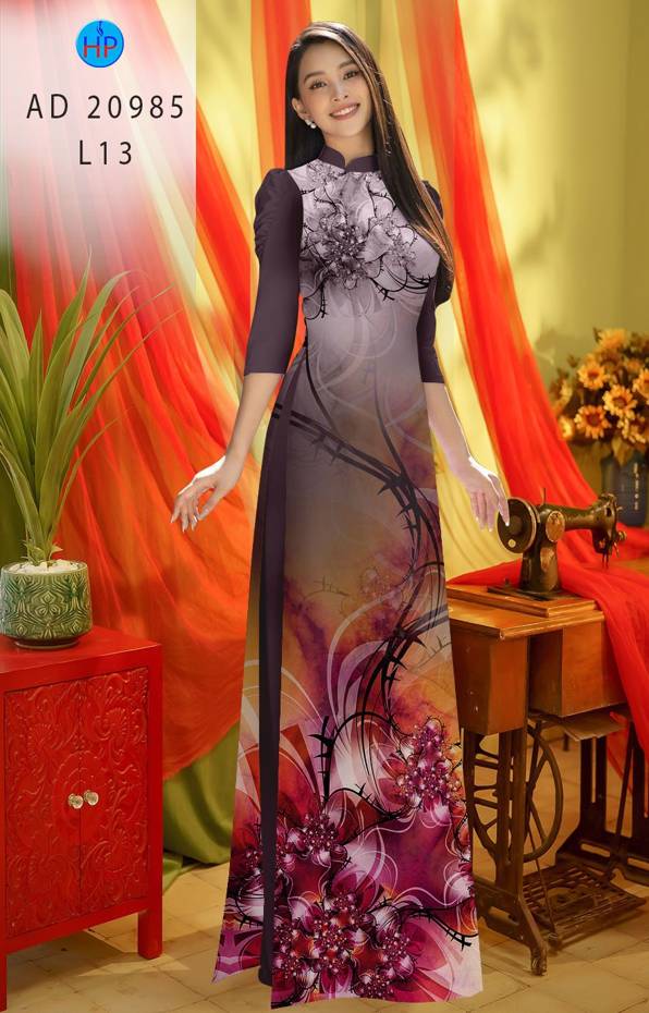 Vải Áo Dài Hoa In 3D Thiết Kế 2021 AD 20985 51 Vải Áo Dài Hoa In 3D Thiết Kế 2021 AD 20985