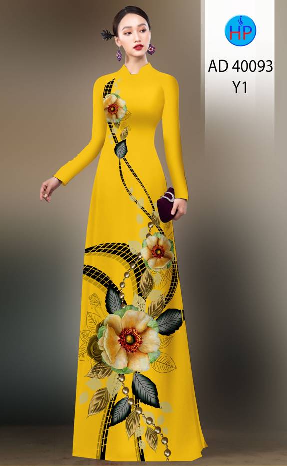 Vải Áo Dài Hoa In 3D Độc Đáo AD 40093 49 Vải Áo Dài Hoa In 3D Độc Đáo AD 40093