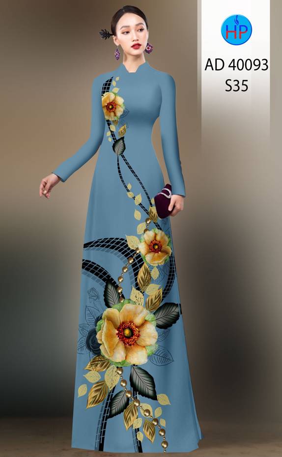 Vải Áo Dài Hoa In 3D Độc Đáo AD 40093 50 Vải Áo Dài Hoa In 3D Độc Đáo AD 40093